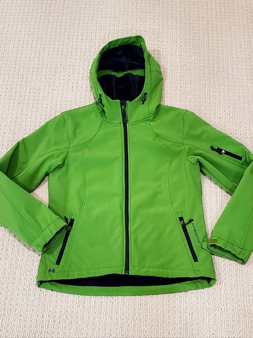 Black Diamond Double Diamond Lime Gr. Soft Shell Fleece Lined Outdoor Jacket Sm